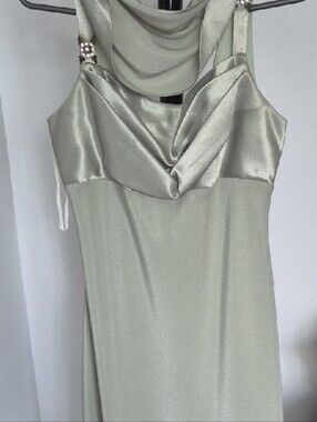 Aspeed Sage Green Satin Cowl Neck Maxi Dress